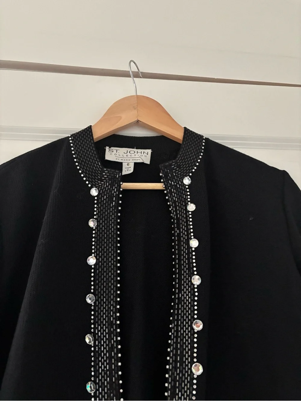 St John Collection Embellished Santana Knit Zip Front Cardigan Jacket 6
